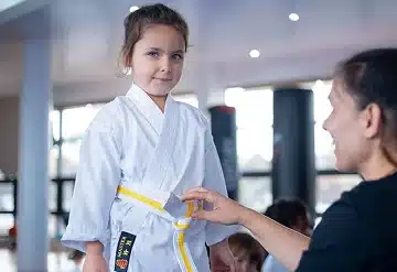 Martial arts class helping children build confidence